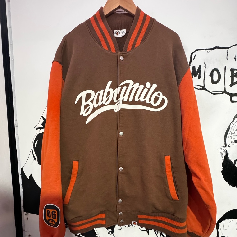 Bape Brown and Orange Varsity Jacket